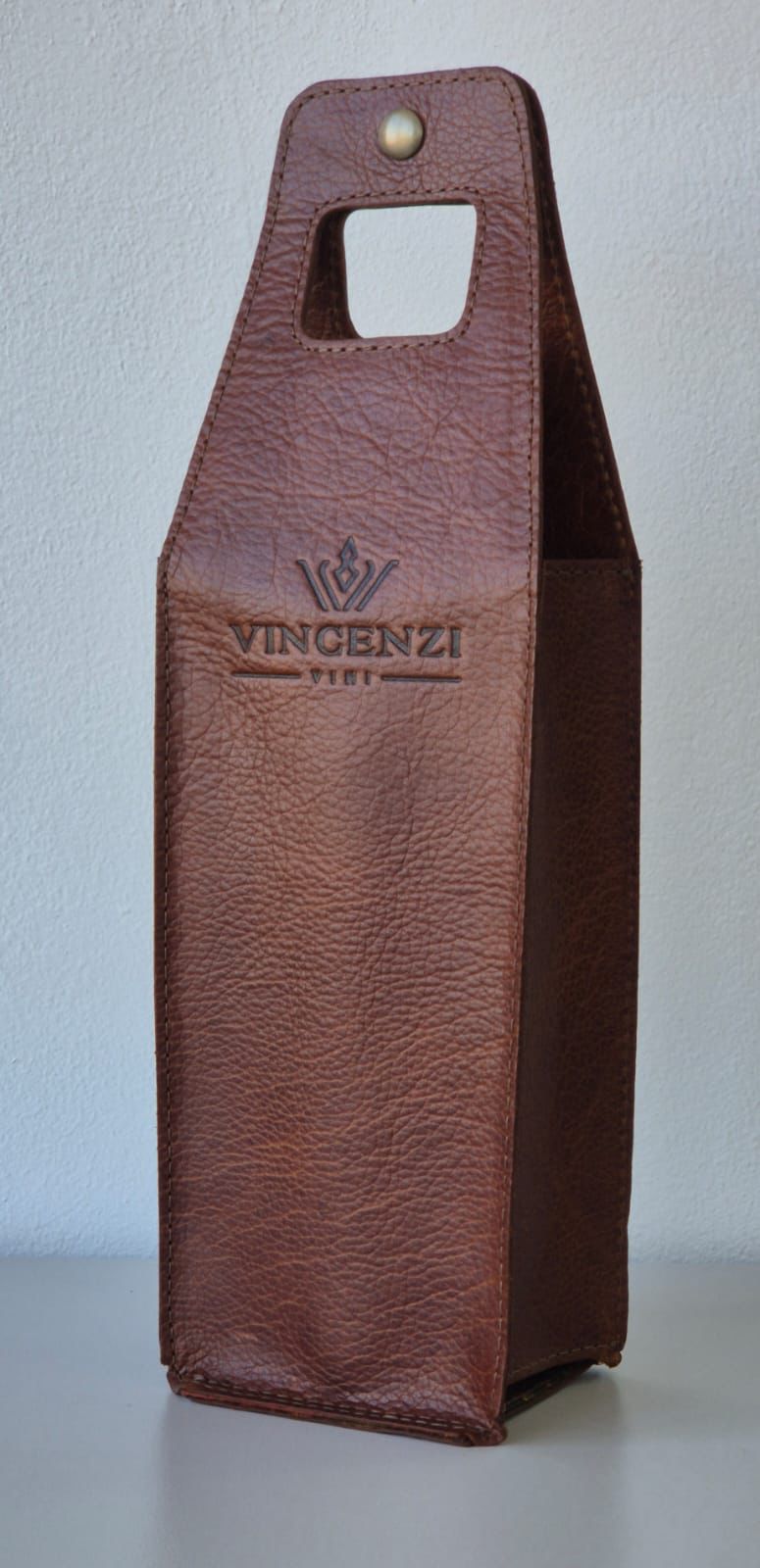 Porta-garrafas premium Vincenzi em couro legítimo